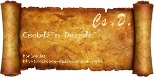 Csobán Dezső névjegykártya